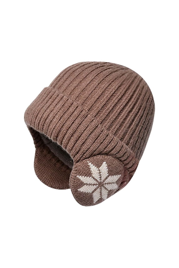 Clearance Winter Knitted Wool Hat Men Women Outdoor Cold Protection Double-Layer Earmuff Cap Thickened Ribbed Knit Beanie for Cycling and Snow
