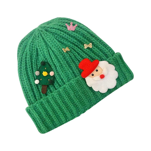 LIZENG Clearance Winter Santa Knitted Hat for Women and Men Cozy Polyester Warm Christmas Beanie Festive Holiday Woolen Cap with Embroidered Decorations Lightweight and Versatile Knit Hat for Outd