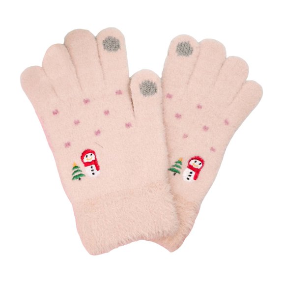 LIZENG Cute Snowman Winter Gloves Christmas Gloves Clearance Snowman Design Winter Gloves for Women Touchscreen Knit Gloves with Fleece Lining for Cold Weather