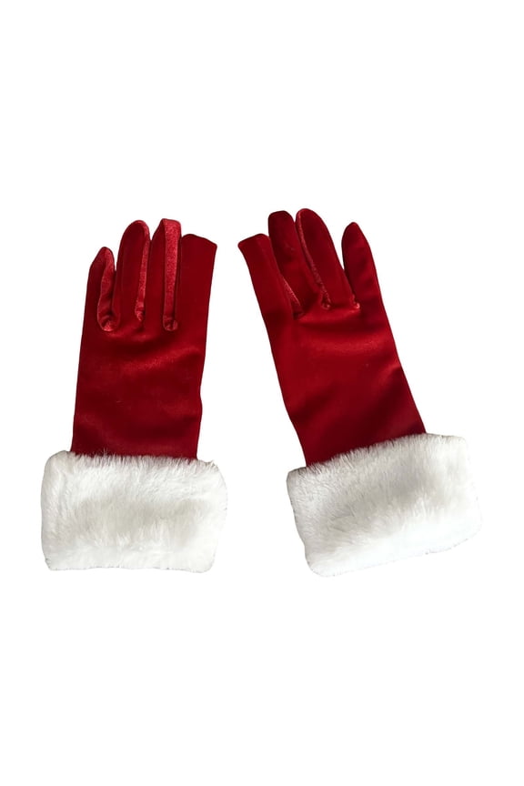 Elegant Satin Gloves for Festive Occasions Clearance Satin Long Gloves with Faux Fur Cuffs for Christmas Party Women’s Elegant Holiday Costume Accessories