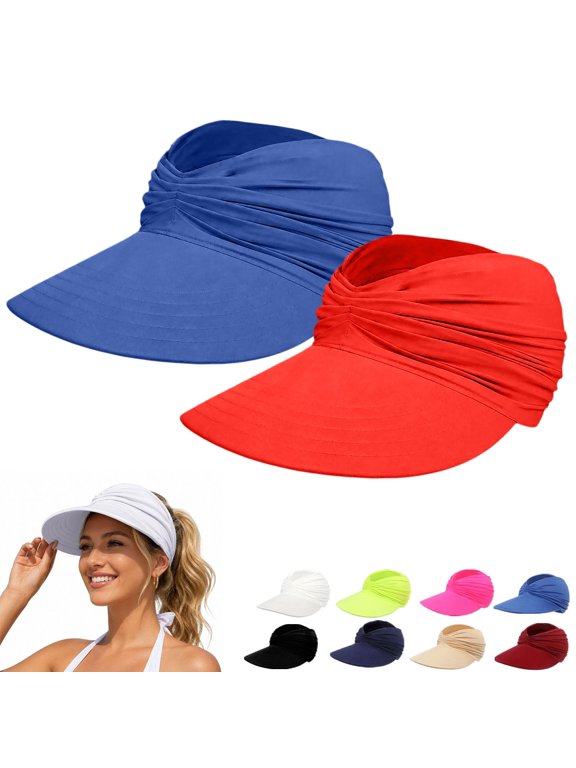 Gardening Hat for Men Women's 50+ Sun Visor Hat Wide Brim Lightweight Foldable Ponytail Cap for Summer Who Hat