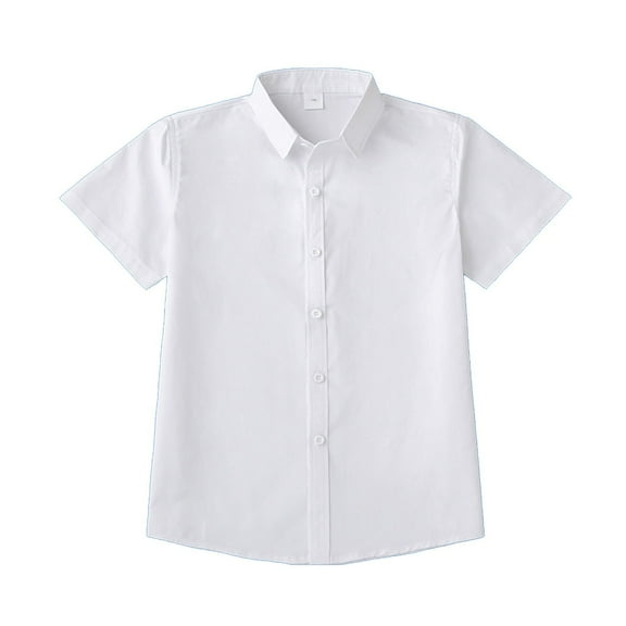 LIZENG Girls Button Down Short Sleeve Shirts School Blouse Shirt Sports Short Sleeves White Sky Blue Ages 3 18 Years tops