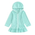 thumbnail image 1 of LIZENG Girls Sundress Summer Floral Short Kids Toddler Little Girl Swim Cover Up towel Swimsuit Wraps Zip Up Bathing Suit Robe Pool Beach Cover Up, 1 of 5