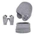 thumbnail image 1 of LIZENG Kids Fleece Lined Hat Scarf Glove Set Winter Thermal Beanie Knitted Neck Warmer Wool Mittens 3 Piece Snow Print Ski Warm Set, 1 of 7