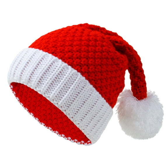 LIZENG Ladies Christmas Knit Hat Clearance Cozy Warm and Festive Striped Santa Beanie with Soft Plush Pom Pom for Winter Holiday-Themed Thermal Cap for Women’s Fall and Winter Fashion