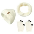 thumbnail image 1 of LIZENG New Winter Thickened Warm Hat Scarf Glove Knitted Three Piece Set with Knit Warm Hat +Long Scarf+Touch Screen Gloves Set Neck Scarves for Women Men, 1 of 1
