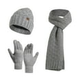 thumbnail image 1 of LIZENG New Winter Thickened Warm Hat Scarf Glove Knitted Three Piece Set with Knit Warm Hat +Long Scarf+Touch Screen Gloves Set Neck Scarves for Women Men, 1 of 1