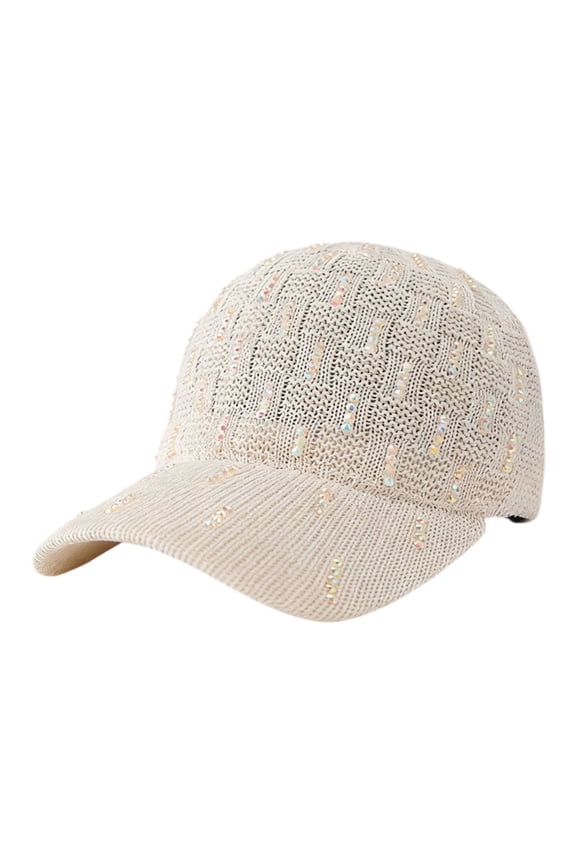 Polyester Hat Vertical Pearl Knit Baseball Cap Fresh Casual Hat Bell Crusher Cap