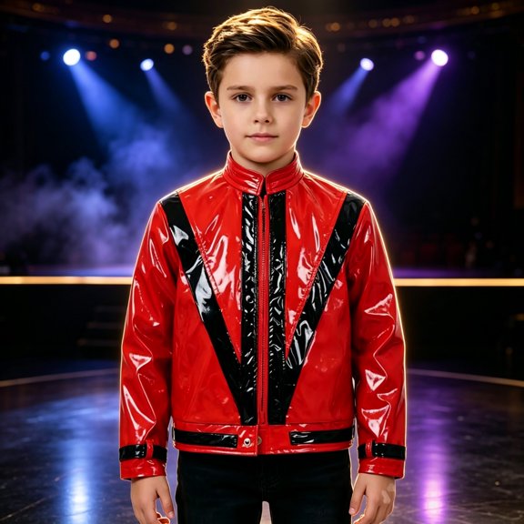 LIZENG Red Sequin Jacket 80S Pop Star Stage Coat Faux Leather Jacket Fashion Outwear with Zipper