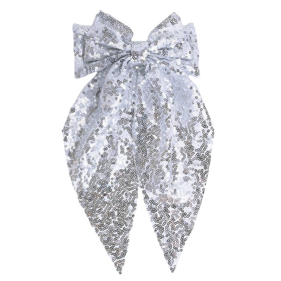 LIZENG Sparkly Sequin Bows for Women Girls Gold Glitter Bows with Long Tail Large Barrettes Clips Accessories for Christmas Holiday Birthday
