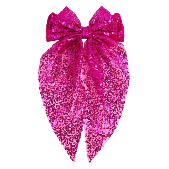LIZENG Sparkly Sequin Bows for Women Girls Gold Glitter Bows with Long Tail Large Barrettes Clips Accessories for Christmas Holiday Birthday