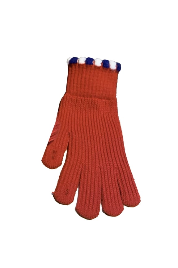 Stylish Jelly Bean Knitted Gloves Clearance Warm Touchscreen Women’s Solid Color Fingerless Windproof Cycling Gloves with Colorful Bean Decoration