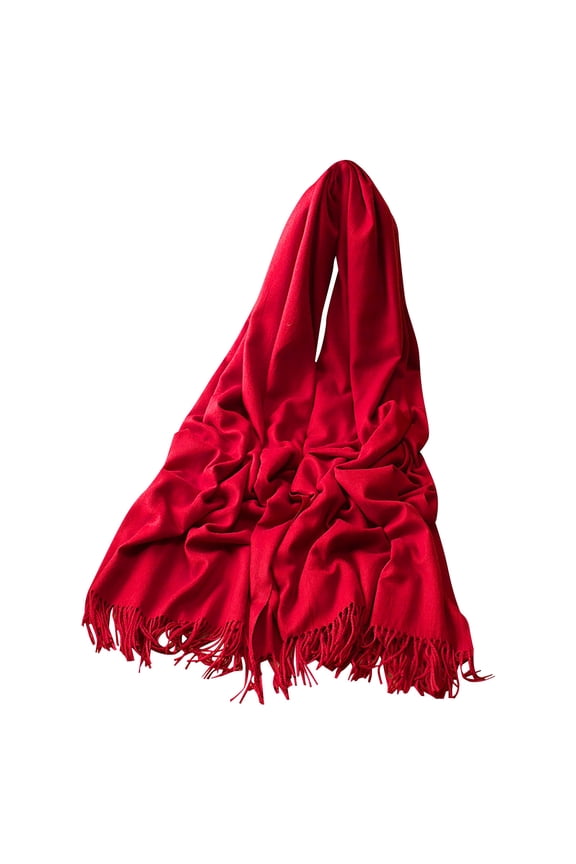 Super Soft Autumn and Winter Thick Wool Scarf Shawl Dual Purpose Wine Red Women Wool Shawl Scarf Solid Lightweight Soft Wrap for Fall Winter