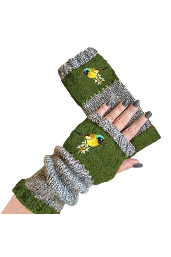 Winter New Ladies Fingerless Knitted Warm Half Finger Wool Gloves With Mittens Faux Fur Lined Handwarmer for Typing Texting