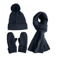 thumbnail image 1 of LIZENG Winter Women's Knitted Hat Scarf Gloves Solid Color Plus Velvet Wool Hat Warm Three Piece Set with Knit Warm Hat +Long Scarf+Touch Screen Gloves Set Neck Scarves for Women Men, 1 of 3