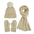thumbnail image 1 of LIZENG Winter Women's Knitted Hat Scarf Gloves Solid Color Plus Velvet Wool Hat Warm Three Piece Set with Knit Warm Hat +Long Scarf+Touch Screen Gloves Set Neck Scarves for Women Men, 1 of 3