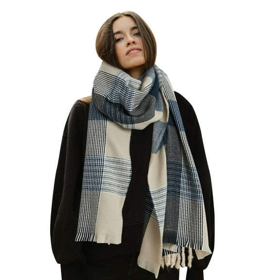 LIZENG Women Fall Winter Scarf Classic Tassel Plaid Scarf Warm Soft Large Blanket Wrap Shawl Scarves with Shawls for Headscarf and Neck ﻿for Fashion and Comfort