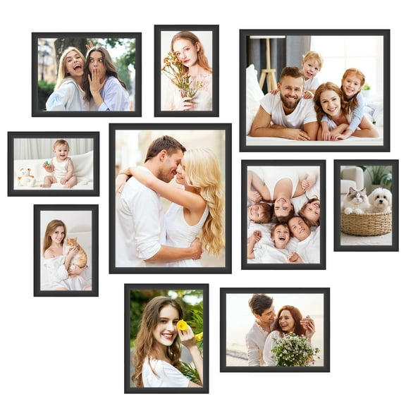 LIZEVINC 10-Piece Wood Picture Frame Set for Wall Decor – Includes 2pcs 8x10, 4pcs 5x7, 4pcs 4x6 Frames, for Living Room, Bedroom, Office, Modern Rustic Home Display