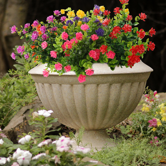 LIZEVINC 12 Bundles Artificial Flowers for Outdoors/Indoor UV Resistant Fake Plastic Plants for Outside Home Garden Porch Patio Yard Decor