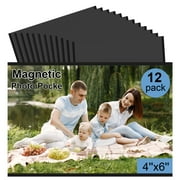 LIZEVINC 12-Pack Magnetic Photo Frames for Refrigerator 4x6, Flexible Clear Picture Holders for Fridge, Whiteboard, Locker, Filing Cabinet, Metal Surface