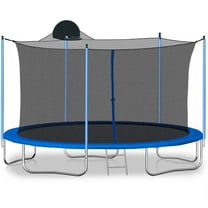 LIZEVINC 14FT Trampoline for Kids with Enclosure Net, Basketball Hoop and Ladder,Easy Assembly Round Outdoor Recreational Trampoline High Stability