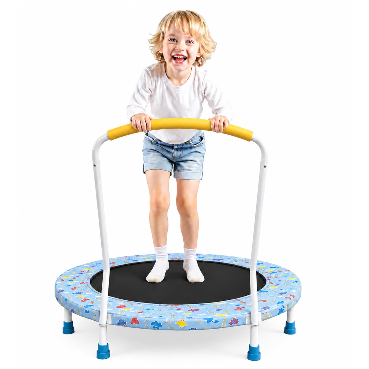 LIZEVINC 36" Trampoline Indoor Trampoline with Handle,Blue