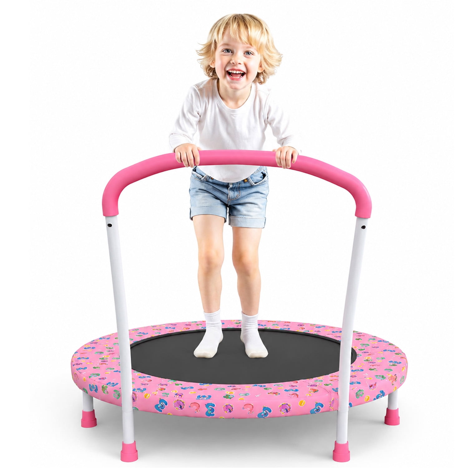 LIZEVINC 36" Trampoline Indoor Trampoline with Handle,Pink