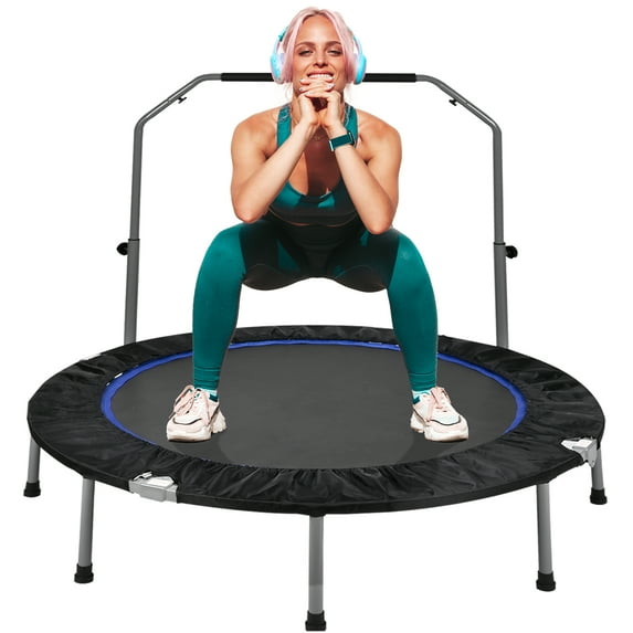 LIZEVINC 48" Mini Trampoline for Adults Exercise Rebounder Foldable Height Adjustable Max Load 264lbs