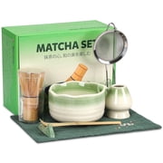 LIZEVINC 7 Pcs Matcha Tea Set,Matcha Whisk Set Includes Matcha Bowl with Spout,Matcha Whisk and Holder,Bamboo Matcha Scoop,Stainless Steel Sifter,Scoop Stand an