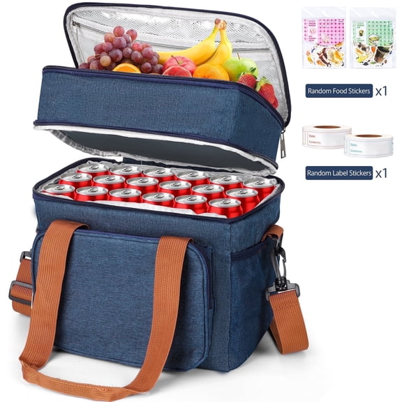 LIZEVINC Large Insulated Lunch Box for Men and Women, 16L Leakproof Cooler Bag with Adjustable Shoulder Strap, Reusable Lunch Bag for Work, Office, Picnic, Travel, Blue