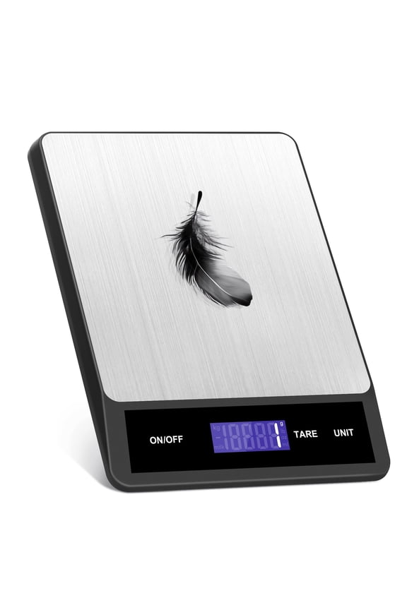 Food Scale, 5kg/11lb Digital Kitchen Scale with 6 Units LCD Display and Tare Function, 1g/0.05oz Accuracy, Stainless Steel Digital Food Scale Grams and Ounces for Baking Cooking(No Battery)
