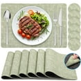 thumbnail image 1 of LIZEVINC Placemats for Dining Table Set of 6, Faux Leather 100% Waterproof Oil-proof Place Mats with Coasters, Heat Resistant Dual Sided Table Mats for Kitchen/Dining/Party,12 x 18 Inch,Non-Slip,Gree, 1 of 8
