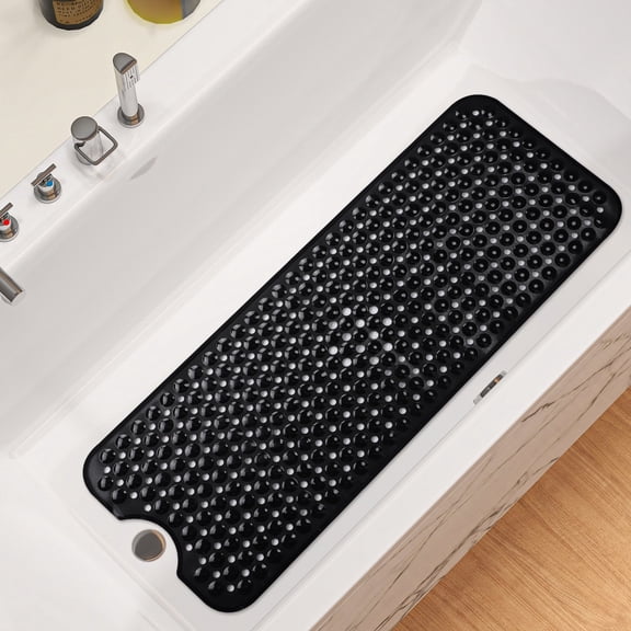 LIZEVINC Shower Mat for Bathtub Bath Mat for Tub,39" x 16" Non-Slip Bathtub Mat Machine Washable Tub Mat with Suction Cups & Drain Holes,Black