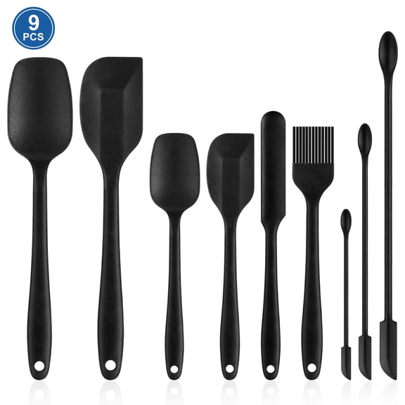 LIZEVINC 9 Pack Silicone Spatula Set – Heat Resistant up to 600°F, Non-Stick Kitchen Utensils for Baking, Cooking, Mixing, Dishwasher Safe