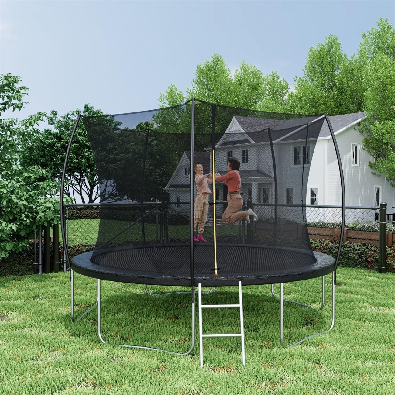 LIZEVINC Trampoline Outdoor 14FT with Safety Enclosure and Ladder ...