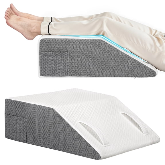 LIZEVINC Wedge Leg Pillow Elevation Blood Circulation, Leg Elevating Pillows for After Surgery, Sleeping, 8in Triangle Pillow Wedge, Memory Foam Wedge Pillow for Legs Swelling& Leg Rest