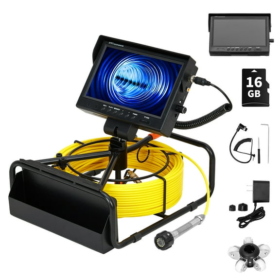 LIZHOUMIL 100FT Sewer Camera with 4.3"/9" Monitor, IP68 Waterproof, 16GB Card, 8500MAh/4500MAh