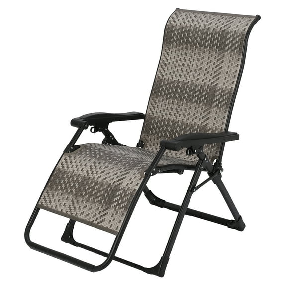LIZHOUMIL Adjustable Rattan Lounge Chair, PE Wicker, 330Lb Capacity, Foldable (1/2-Piece)