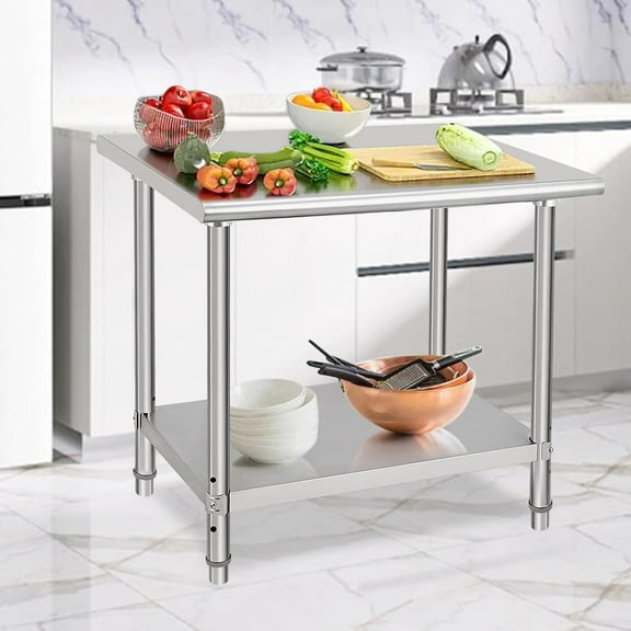 LIZHOUMIL Commercial Stainless Steel Work Table, NSF Certified, Adjustable Storage