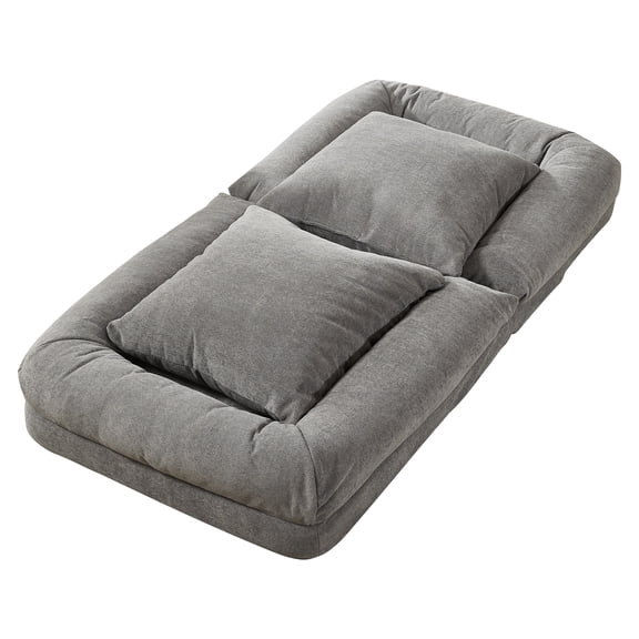 LIZHOUMIL Convertible Pet Sofa Bed, 65" Chenille Lounger w/ Memory Foam & Pillows