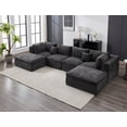 thumbnail image 1 of LIZHOUMIL Modular Cloud Sofa Set, Chenille U/L-Shape, 140"/110", Beige/Black/Gray, 1 of 9