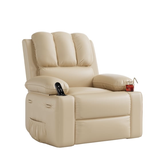 LIZHOUMIL Oversized Recliner Chair, PU Leather, Cup Holders, 27" Wide Seat
