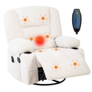 LIZHOUMIL Power Massage Recliner Chair, 360  Swivel Rocker with Heat, Chenille