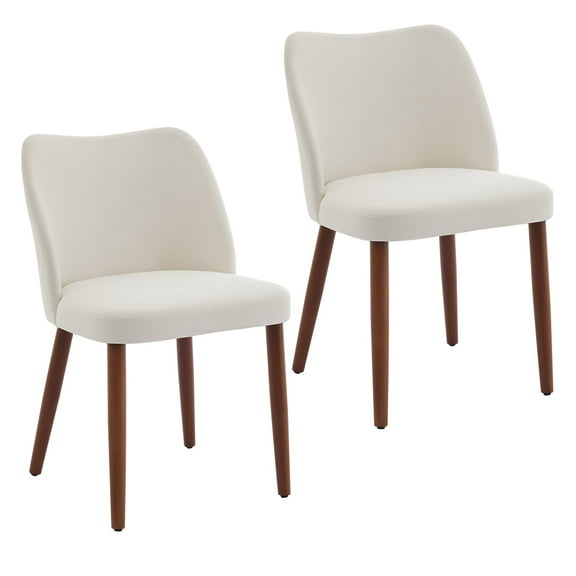 LIZHOUMIL Set of 2 Contemporary Dining Chairs, Padded Linen Seats, Wooden Legs