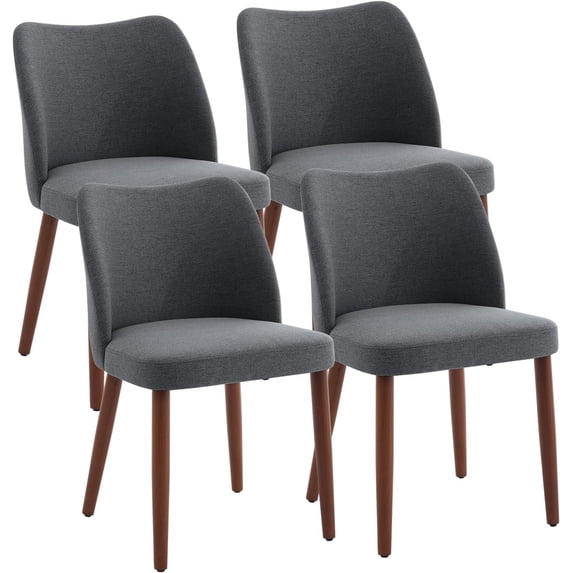 LIZHOUMIL Set of 4/6 Contemporary Dining Chairs, Padded Linen Seats, Wooden Legs