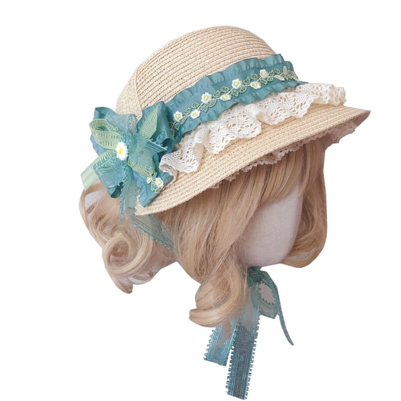 LIZONGZ Sun Hat Victorian Hat Girls Women Tea Party Straw Hats Small Hat