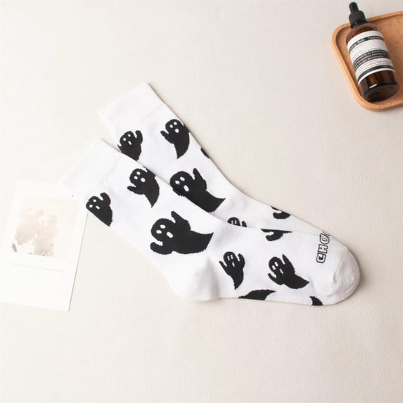 LIZUOJUN Under $2 Crew Socks Calf Socks Halloween Stockings Cartoon Pattern Elastic Socks Casual Breathable Moisture Wicking Cotton Elastic Cuff For Fall Winter Warm Home, A,One Size