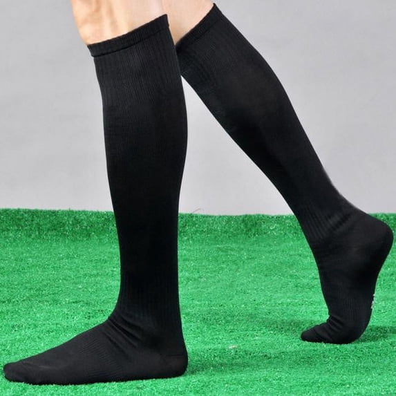 LIZUOJUN Under $2 Knee High Socks For Men Long Socks Breathable Stretch Ribbed Sweat Wicking Flexible Knit For Football Baseball Hockey Soccer Training Outdoor, Black,One Size
