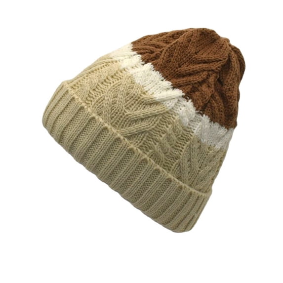 LIZUOJUN Under $3 Beanie Knitted Winter Hat Women Fleece Lined Thick Thermal Cuffed Beanie Windproof Stretchy Warm Headwear For Autumn Winter Daily Commute Beige