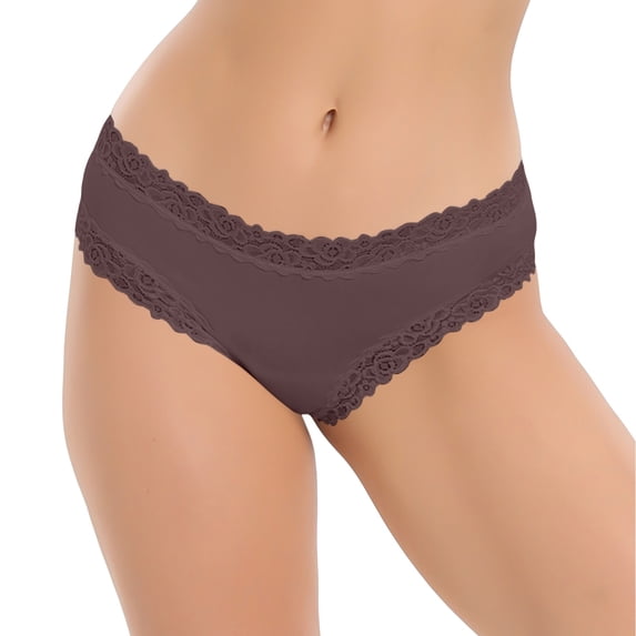 LIZUOJUN Under $3 Cotton Underwear For Women Mid Rise Skin Friendly Rib Fabric Moisture-Wicking Cheeky Cut Ribbed Lace Trim Cheeky Bikini Panties S-XL